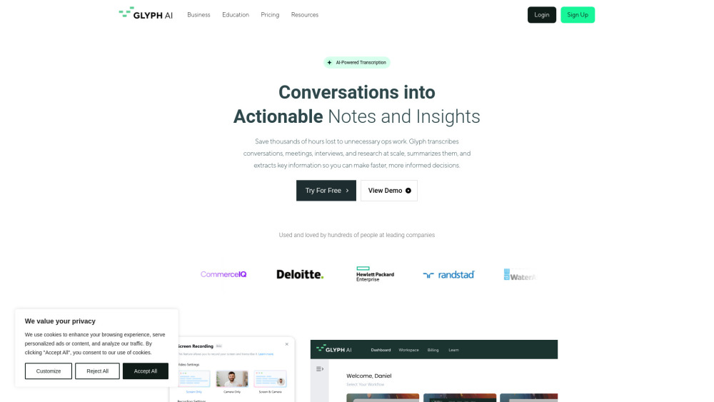 Glyph: Fast Transcription & Actionable Insights