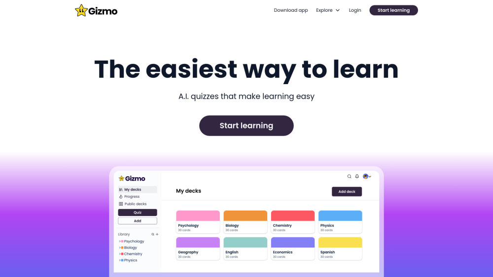 Gizmo: AI-Powered App for Effective Learning & Memory Retention