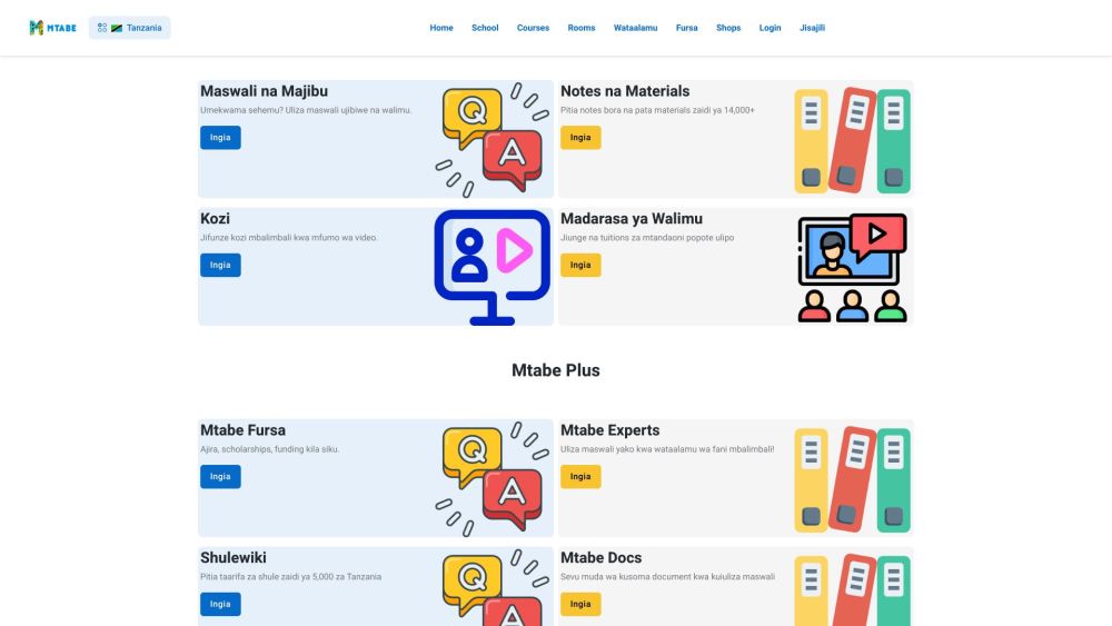 Mtabe App: Tanzanian Student Learning Platform