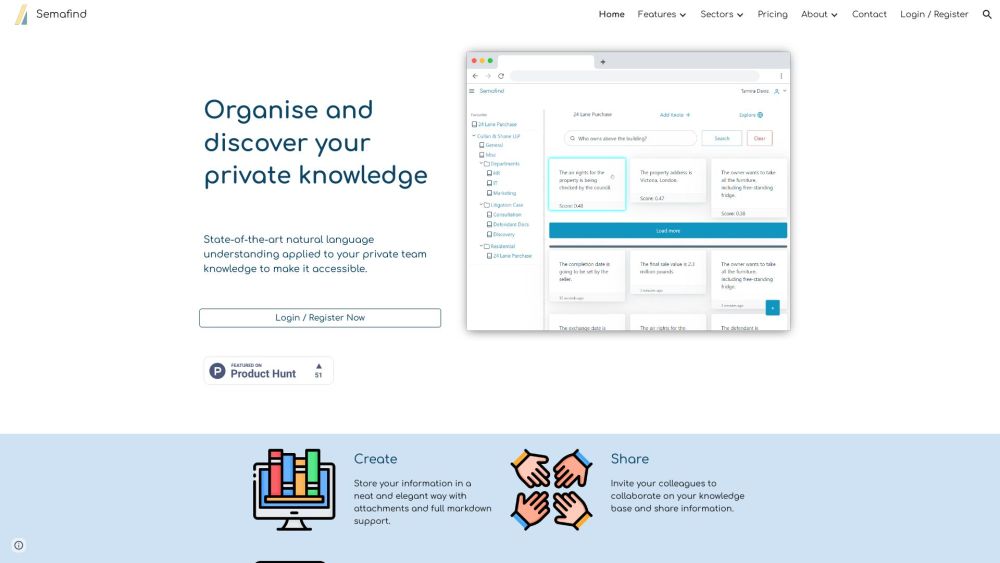 Semafind: Advanced Search & Collaboration for Private Team Knowledge