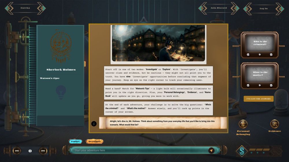 Eureka: AI-Powered Sherlock Holmes Detective Journey