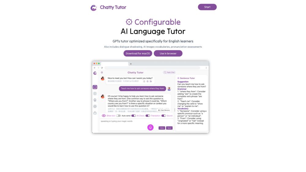 Chatty Tutor: AI Language Tutor with Dialogue Shadowing, Vocabulary, and Pronunciation Learning