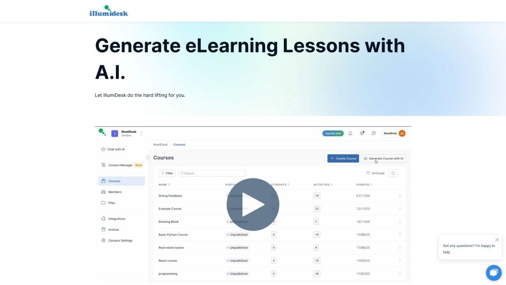 IllumiDesk : Create Courses Effortlessly with A.I. Solutions