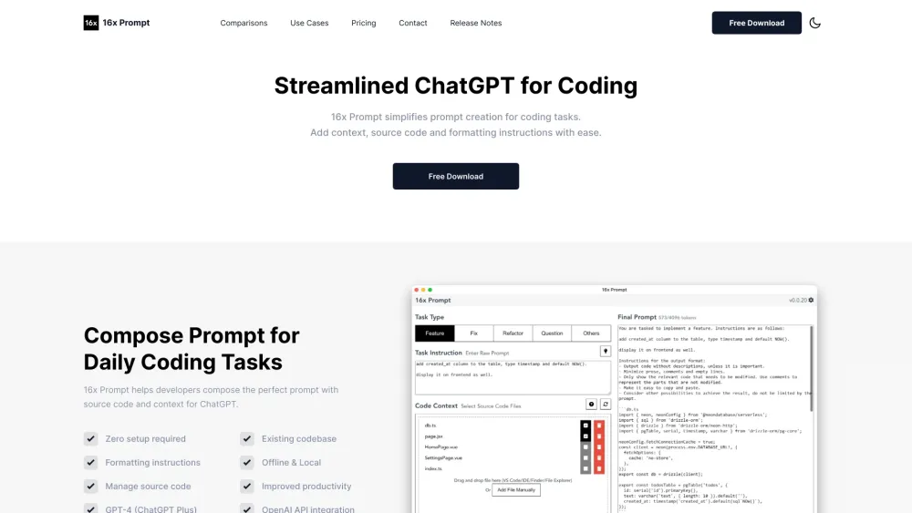 16x Prompt: Streamlined Platform for Coding Prompts