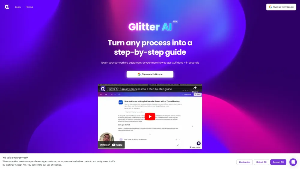 Glitter AI: Action Conversion Made Easy