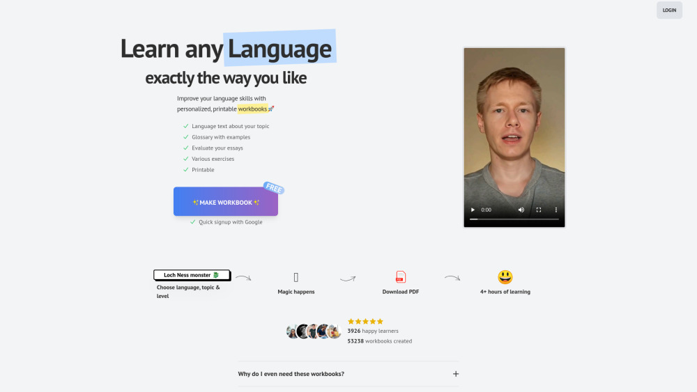 LangLabAI: Personalized Language Learning Workbooks