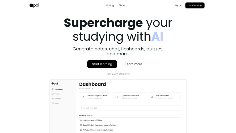 Opal: AI Study Tool for Faster Learning