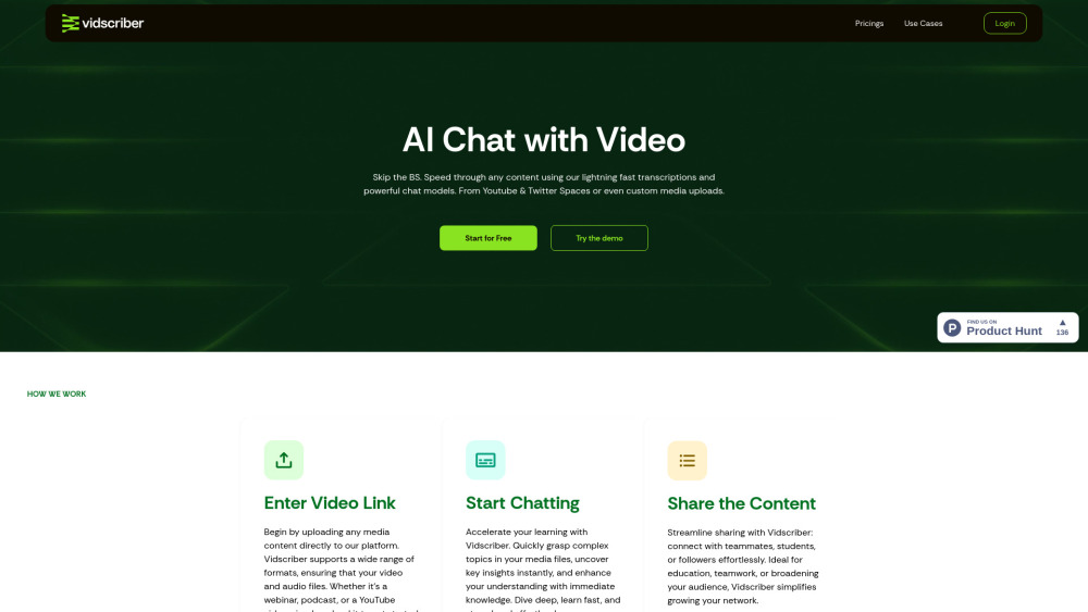 Vidscriber: AI Chats for Faster Learning & Insights