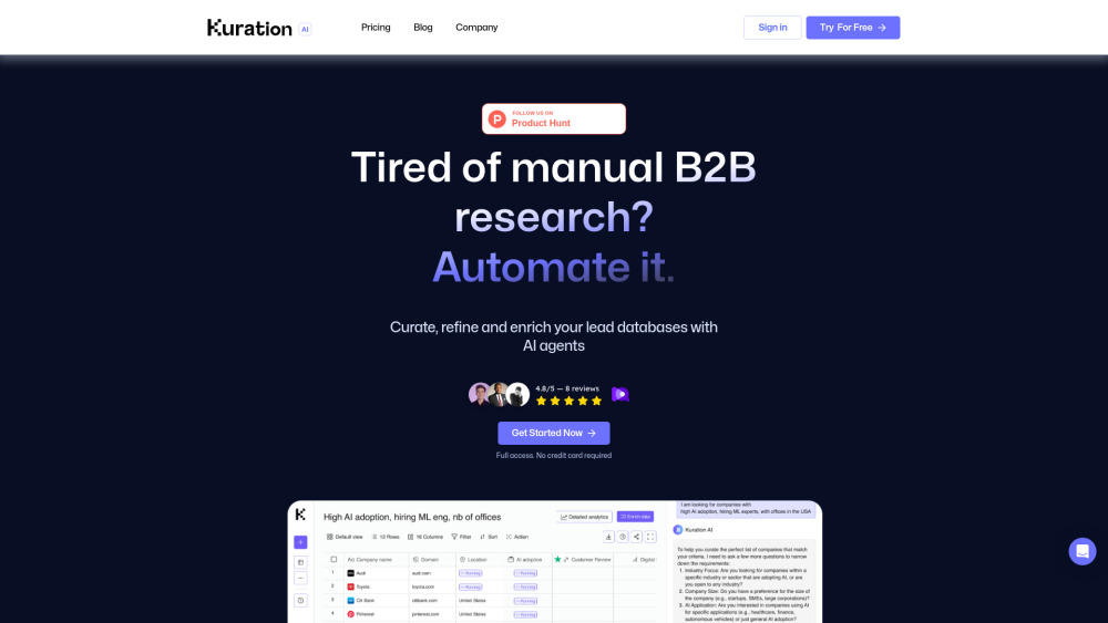 Kuration AI: Automating B2B Research Tasks