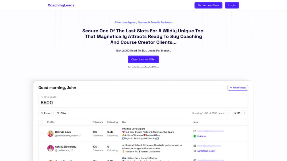 CoachingLeads: Lead Generation for Coaching and Course Creators