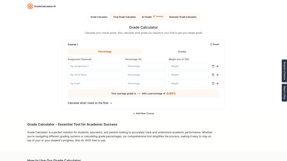 Grade Calculator AI : Use cases, Pricing,  Reviews, Core features, alternatives