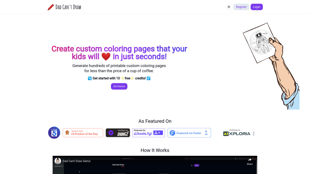 Dad Can't Draw : AI Custom Coloring Pages, Affordable, Top-Rated