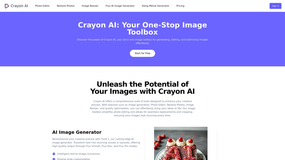 Crayon AI : Image Generation, Editing, Optimization & More