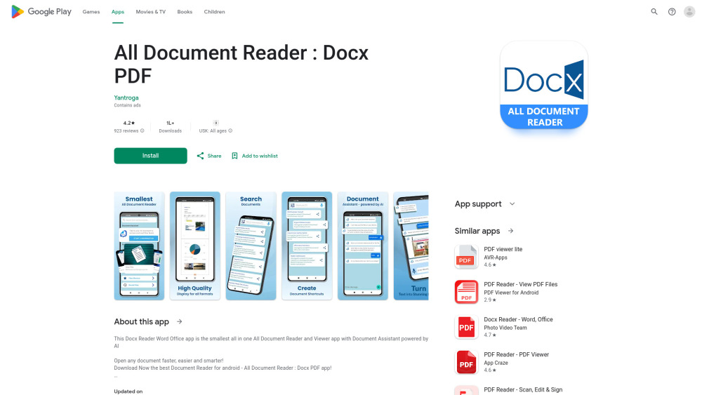 All Document Reader: Docx PDF : AI Efficiency, Use Cases, Pricing, Reviews