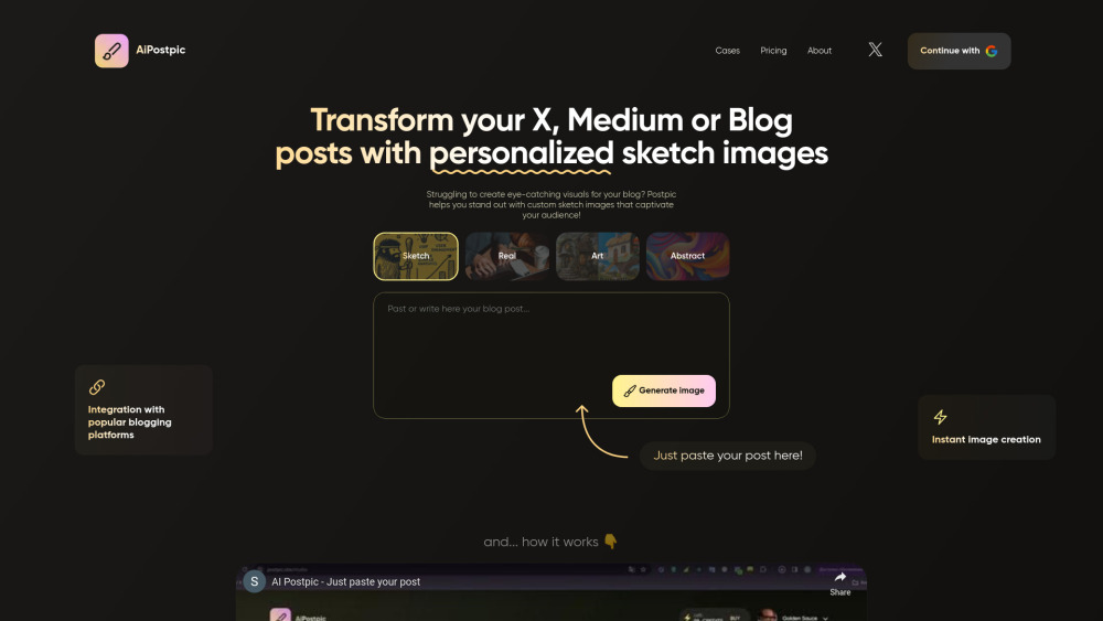 PostPic: AI Image Generator, Unique Blog Visuals, Elevate Content