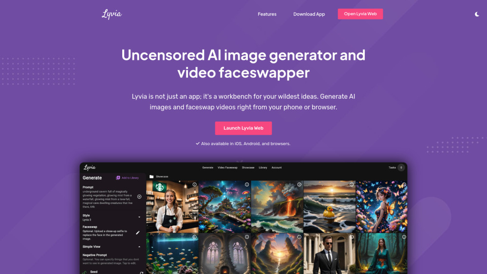 Lyvia : AI Images, Faceswaps, Use Cases, Pricing, Reviews
