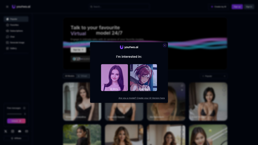 youtwo.ai : AI Models for Chat, Realistic Creations & Content Transformation