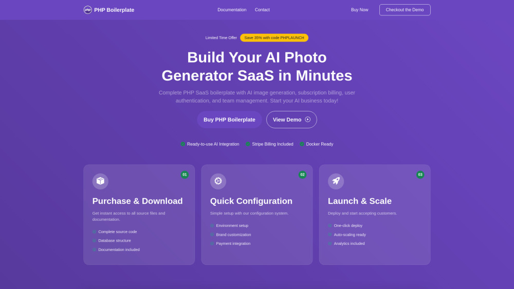 PHP Boilerplate : AI-Powered SaaS, Rapid Dev, Core Features, Pricing