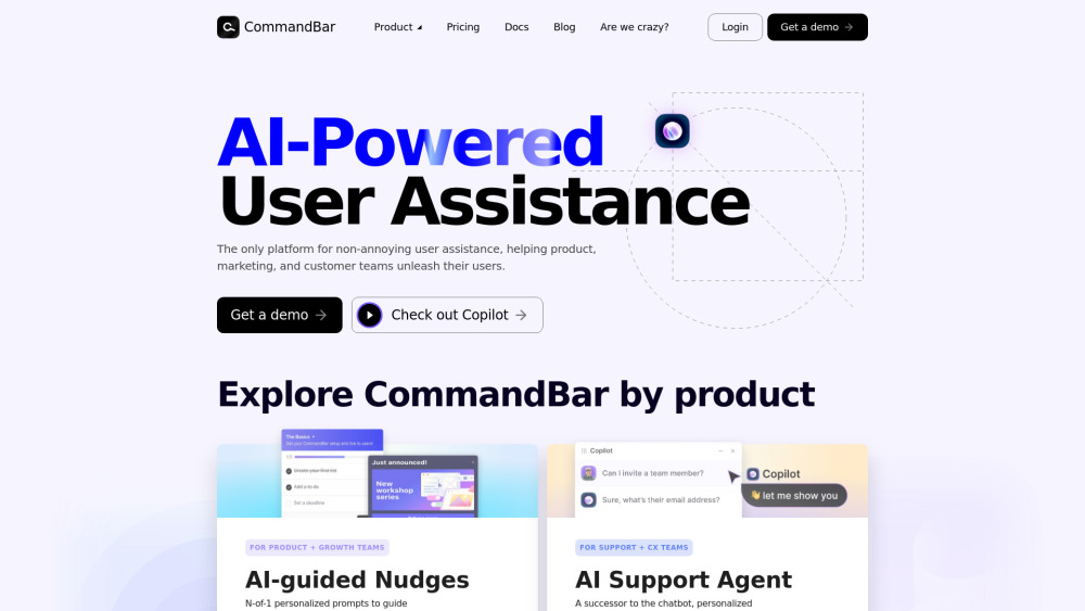 CommandBar : AI-Powered User Assistance, Boost Engagement Seamlessly
