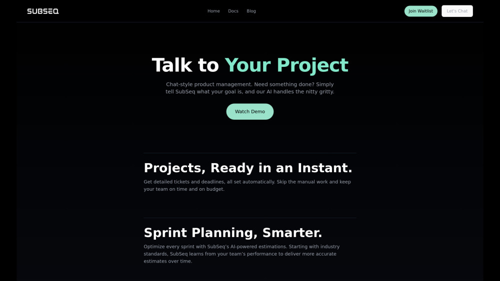 SubSeq: AI Project Management, Real-Time Insights, Task Automation