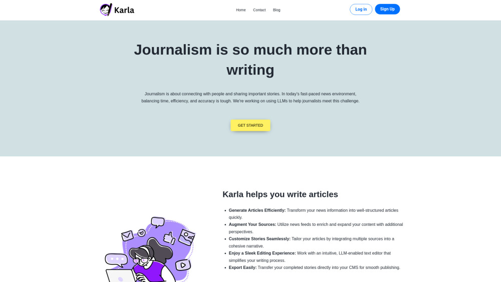 Karla: AI Article Generator for Journalists – Use Cases, Pricing, Reviews, Features, Alternatives Karla: AI Article Generator for Journalists – Use Cases, Pricing, Reviews, Features, Alternatives