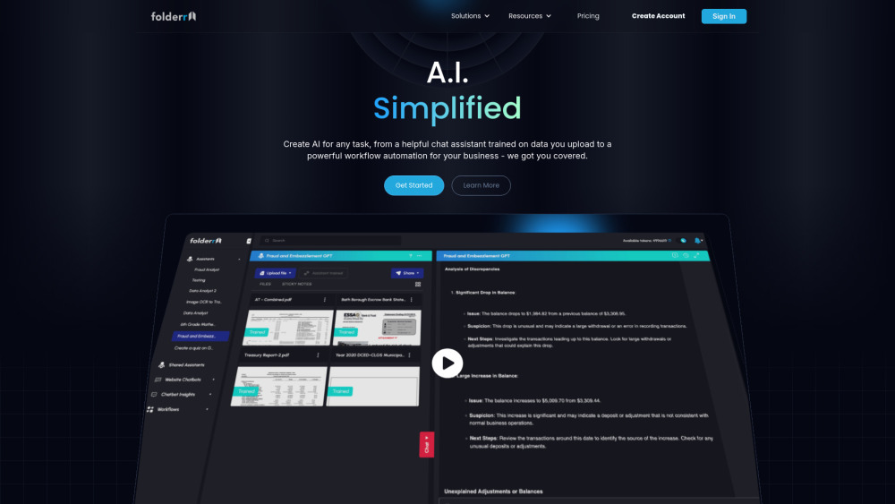 Folderr: AI Assistants, Chatbots & Automations – Use Cases, Pricing, Reviews