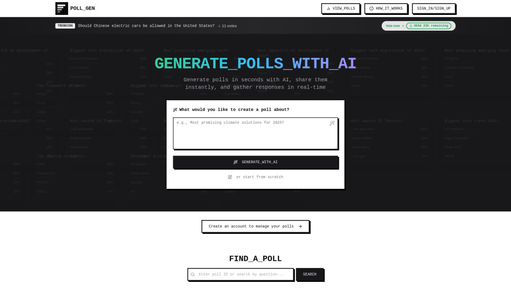 Poll Gen : AI-Powered Polls, Real-Time Responses, Pricing & Reviews