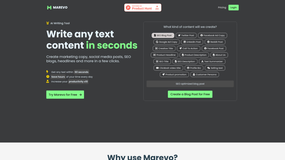 Marevo : AI Writing Tool for Content Creation, Pricing & Reviews