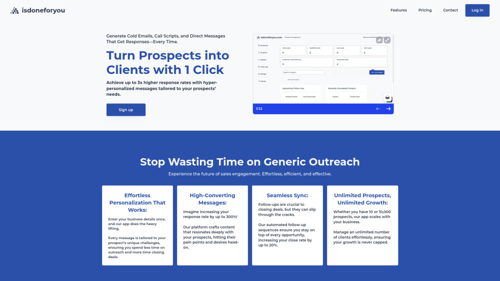 isdoneforyou.com : AI Cold Outreach, Pricing, Reviews, Features