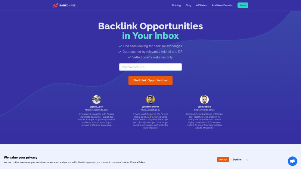 RankChase : Backlink Tools, SEO Analytics, Pricing & Reviews