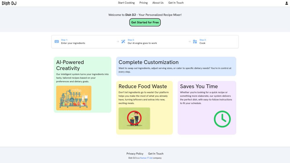 Dish DJ : AI Recipes, Use Cases, Pricing, Reviews, Features
