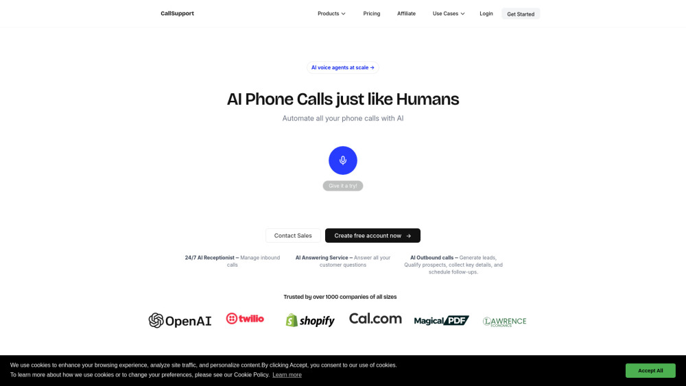 CallSupport : AI Voice Agents for 24/7 Customer Support & Automation