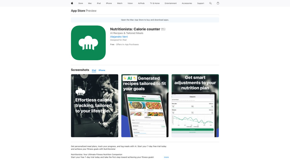 Nutritionista: AI Calorie Tracker, Meal Plans, Smart Recipes