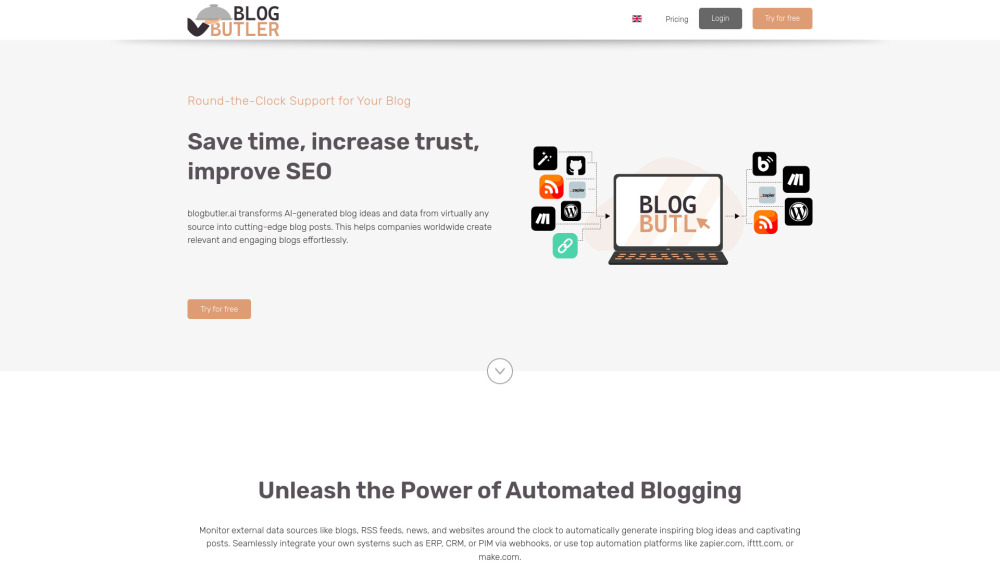 Blogbutler.ai : AI Blog Creation, SEO Boost, Time-Saving Automation