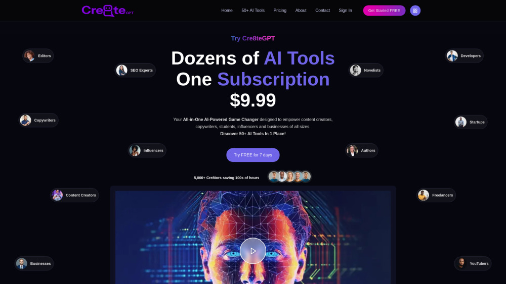 Cre8teGPT : AI Toolkit for Creators—Features, Pricing, Reviews