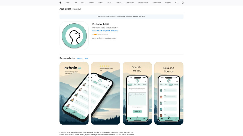 Exhale AI: AI Meditations, Use Cases, Pricing, Reviews, Features