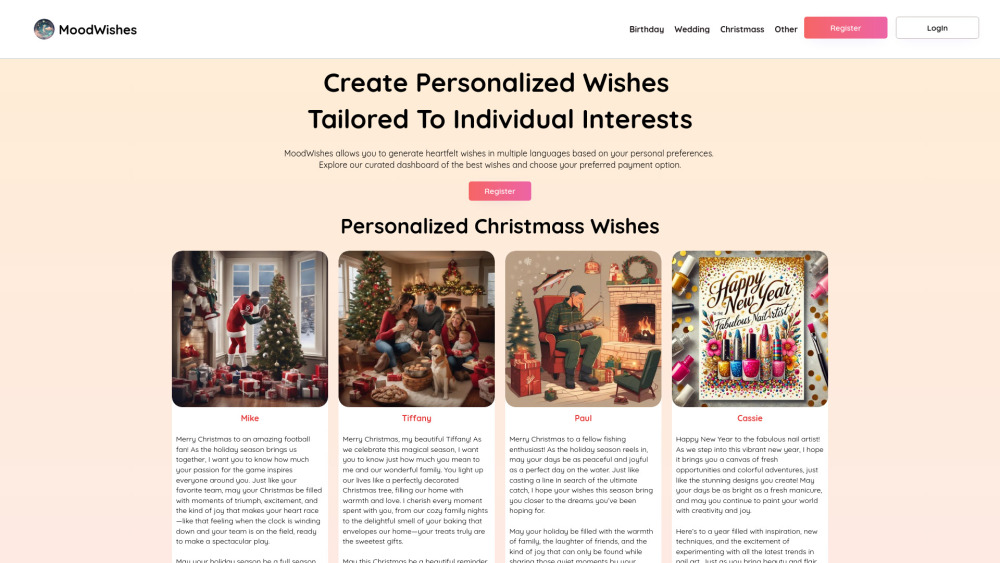 MoodWishes: Personalized Wishes, Pricing, Reviews, Features
