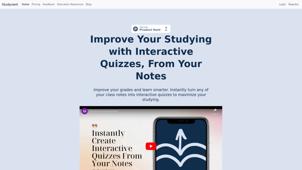 Studyvant: AI Quiz Tool, Use Cases, Pricing, Reviews, Features