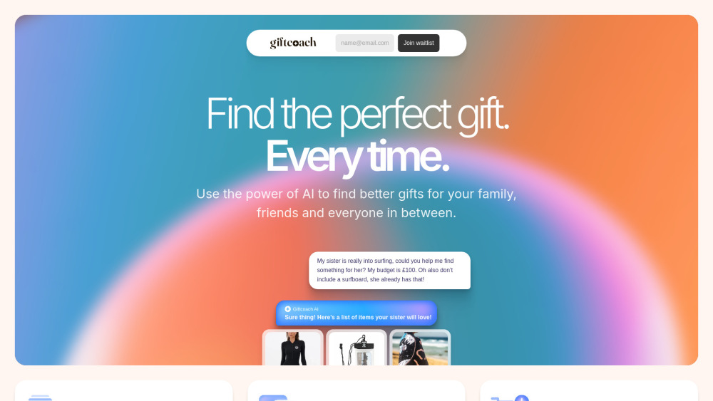 Giftcoach: AI Gift Ideas, Pricing, Reviews & Alternatives Giftcoach: AI Gift Ideas, Pricing, Reviews & Alternatives