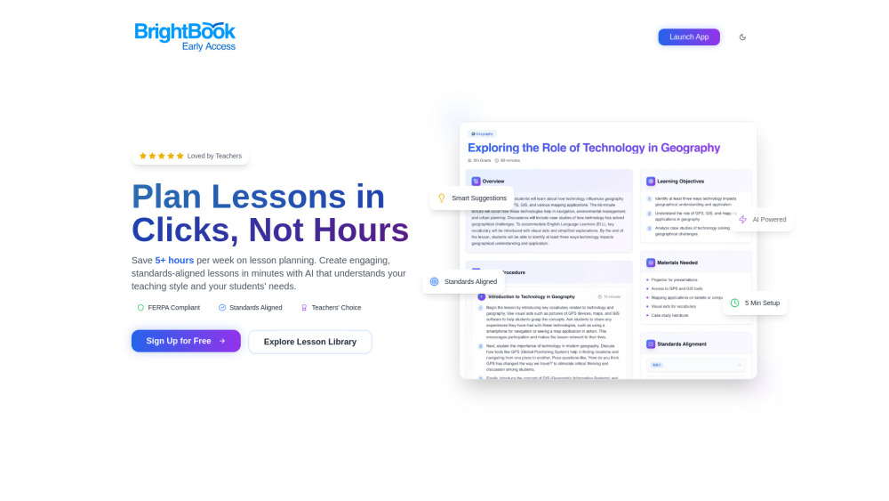 BrightBook : AI Lesson Planning, Engagement Boost, Free Trial