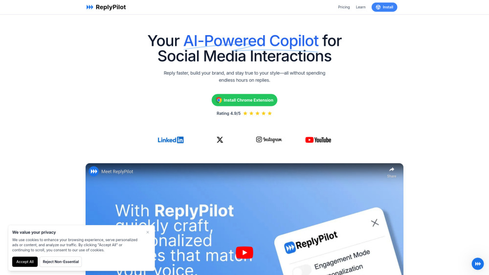 ReplyPilot : AI-Powered Social Replies, Engagement Boost, Time Save