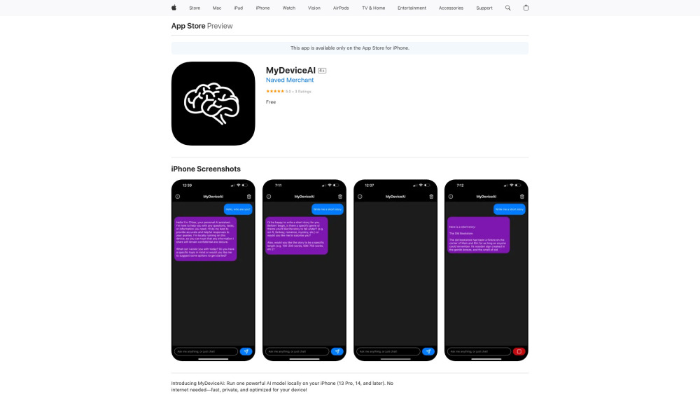 MyDeviceAI: Run AI Locally on iPhone—Fast, Private, Secure