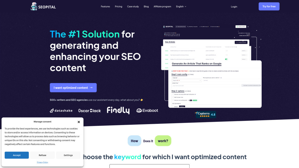 SEOpital : AI SEO Writing, Pricing, Reviews, Features, Alternatives