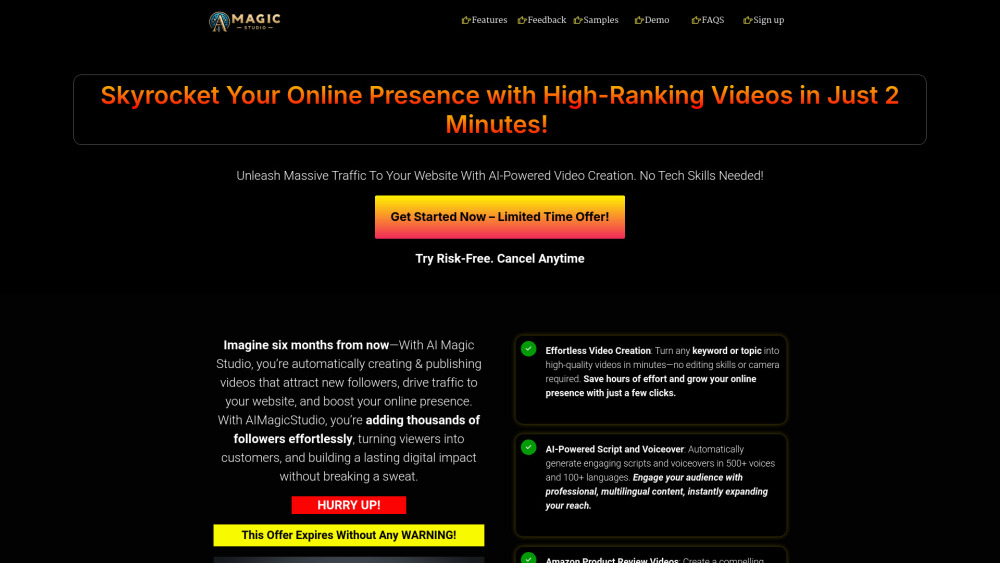 AIMagicStudio : AI Video Maker, Fast & Affordable Social Content