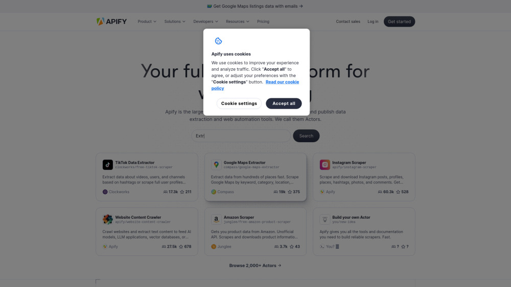 Apify : Web Scraping, Automation, Pricing, Reviews, Alternatives