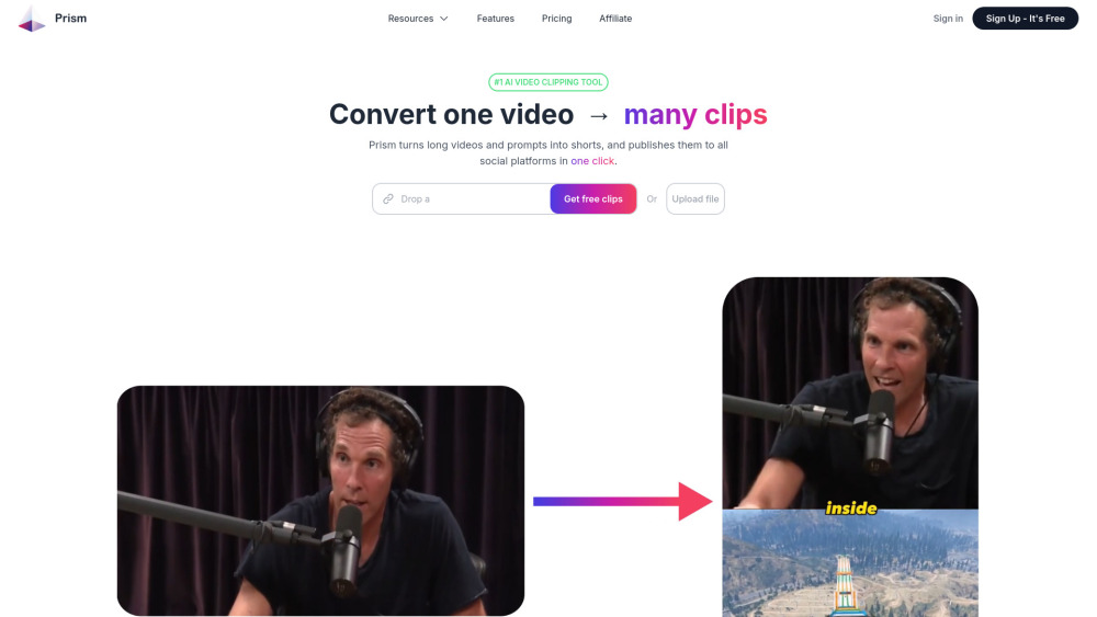 Prism Clips : AI-Powered Short Clip Creation & Engagement Optimization