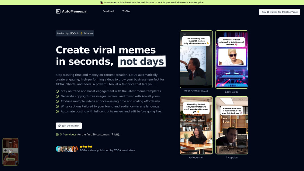AutoMemes.ai : Viral Memes, Videos, Use Cases, Pricing, Reviews