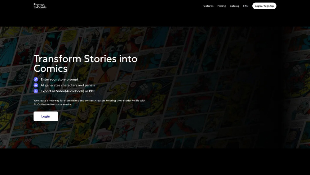 PromptToComicAI : Visuals, Audiobooks, Features, Pricing, Reviews