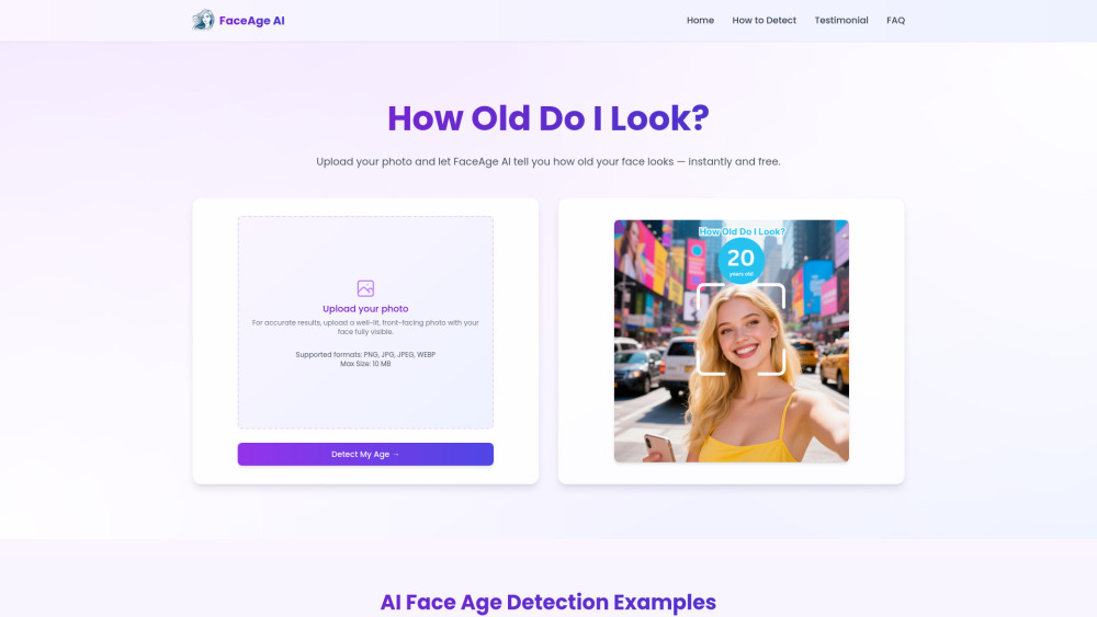 FaceAge AI: Facial, Eye, Skin & Wrinkle Age Detection Tool
