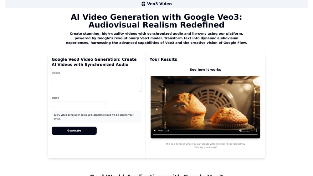 Veo3Video : AI Video Gen with Lip-Sync & Audio Sync, Veo3-Powered Veo3Video : AI Video Gen with Lip-Sync & Audio Sync, Veo3-Powered